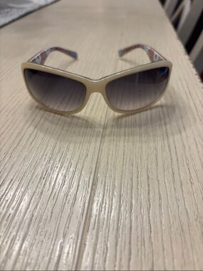 Coach Beige Frame Sunglasses with Gradient Gray Lenses